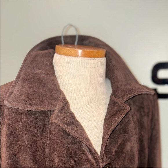 Reaction Kenneth Cole Dark Brown Suede Trench Coat - Picture 2 of 12